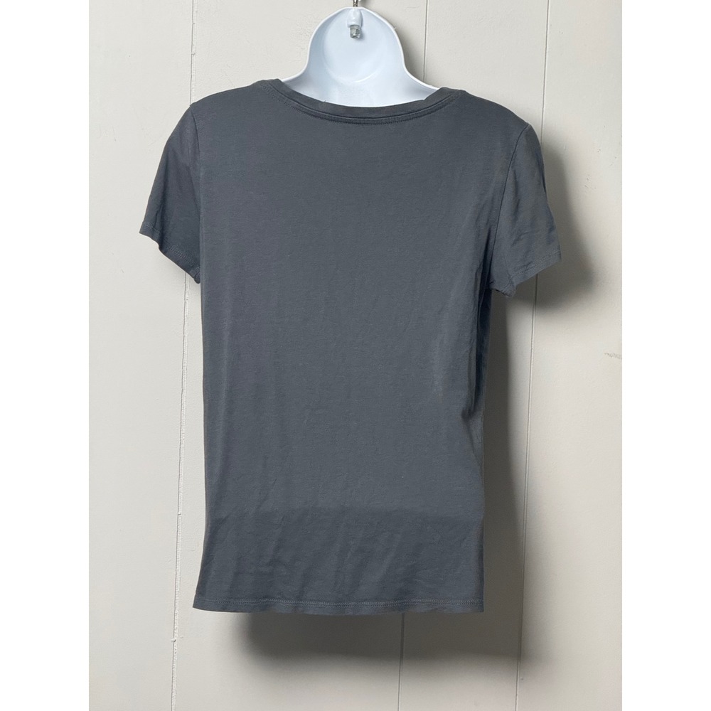 Quince Women's Cotton Modal Scoop Neck Short Sleeve Tee Charcoal Grey Size Small - Picture 2 of 8